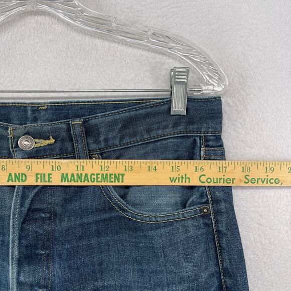 LEVIS Jeans Mens 32x32 501 Slim Fit Straight Leg Denim Wash Cotton Blue - Picture 10 of 14